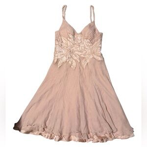 Carlos Miele Womens Rose Blush Pink 100% Silk Chiffon Cocktail Dress, Size 14/46